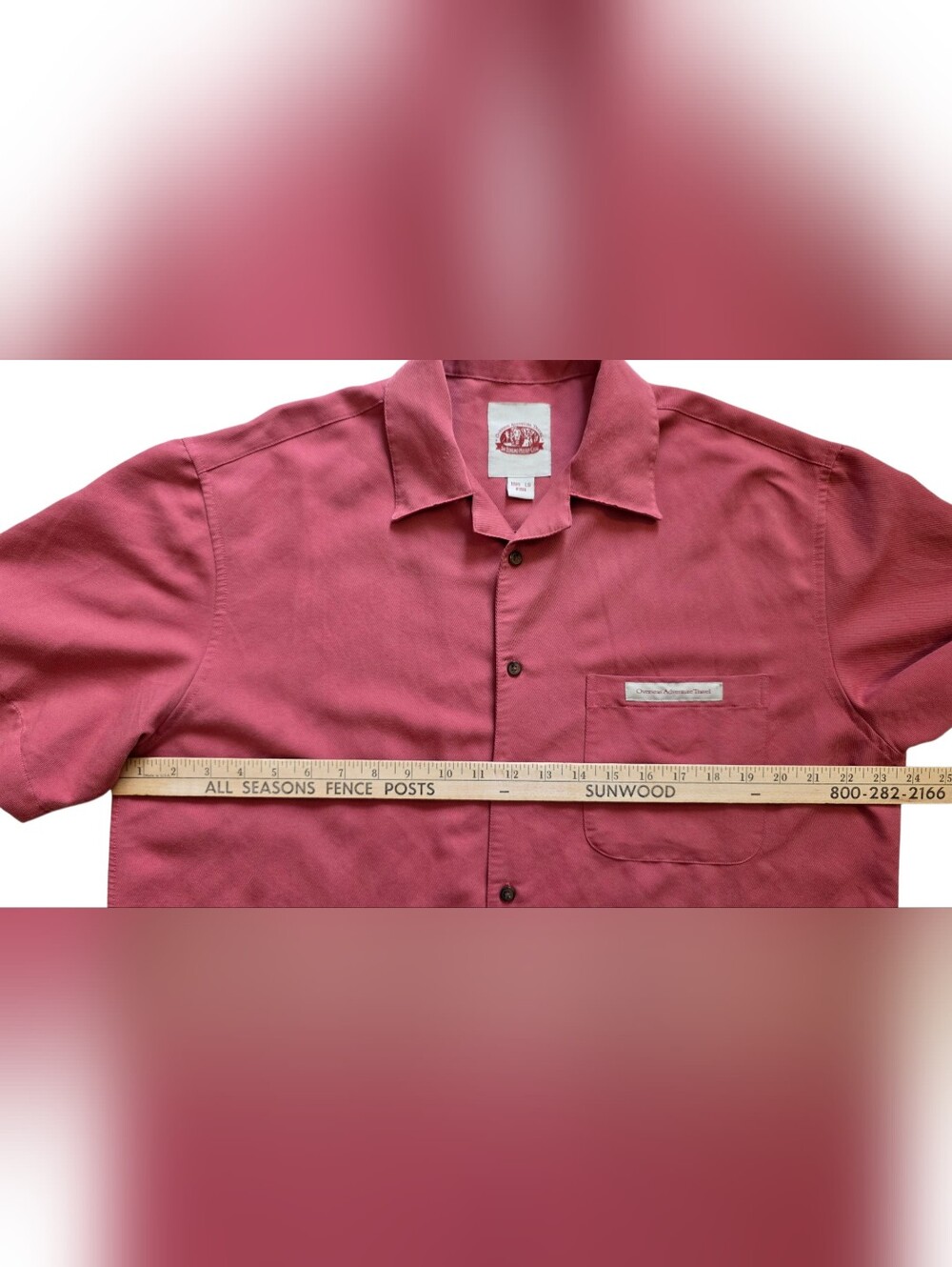 Overseas Adventure Travel Large Mauve Sir Edmund Hillary Club Camp Shirt - Picture 6 of 7